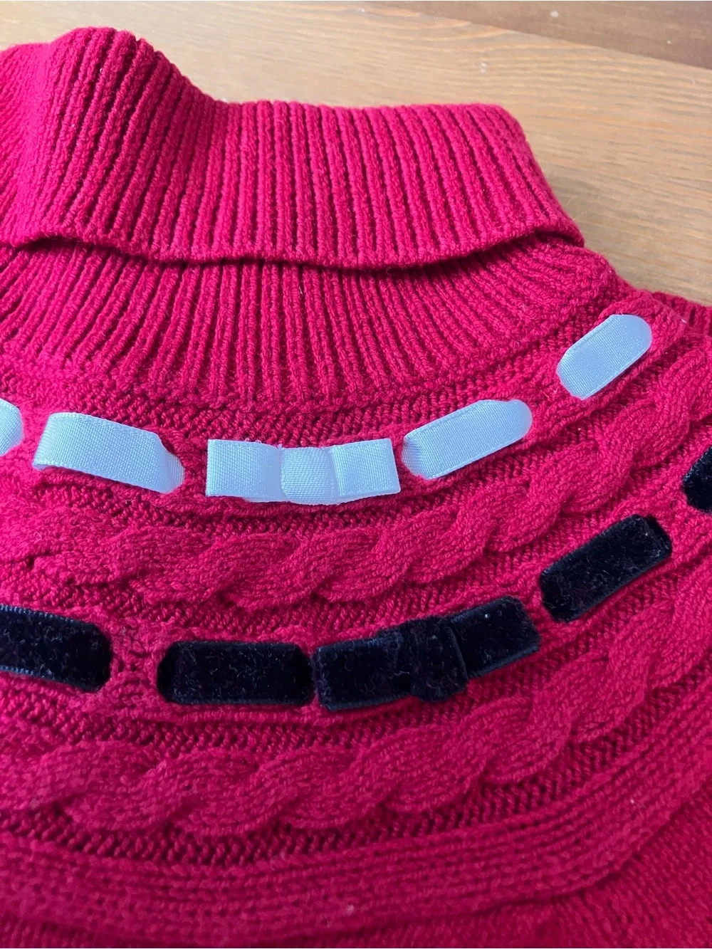 Gymboree Red Short-Sleeve Turtleneck Sweater with Black & White Yoke Accents